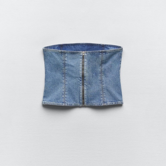 ZARA ZW DENIM BUSTIER - Picture 2 of 4